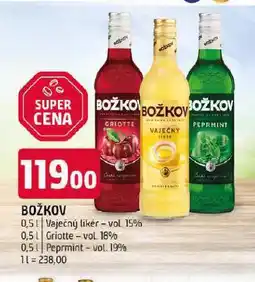 Terno Božkov vaječný likér, peprmint, griotka nabídka