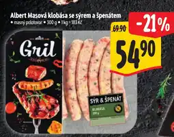 Albert Albert Masová klobása se sýrem a špenátem nabídka