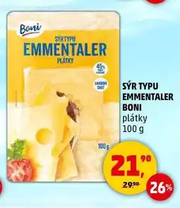 Penny Market Boni SÝR TYPU EMMENTALER PLÁTKY 45%, 100 g nabídka