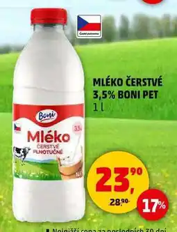 Penny Market ČERSTVÉ PLNOTUČNÉ MLÉKO 3,5% BONI PET, 1 l nabídka