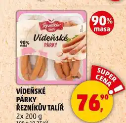 Penny Market VÍDEŇSKÉ PÁRKY ŘEZNÍKŮV TALÍŘ, 2x 200 g nabídka