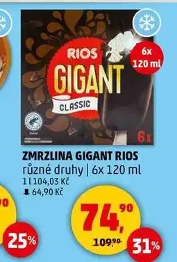 Penny Market ZMRZLINA GIGANT RIOS různé druhy, 6x 120 ml nabídka