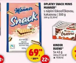 Penny Market OPLATKY SNACK MINIS MANNER s náplní lískooříškovou, 300 g nabídka