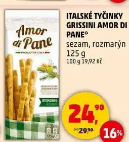 Penny Market ITALSKÉ TYČINKY GRISSINI AMOR DI PANE sezam, rozmarýn, 125 g nabídka