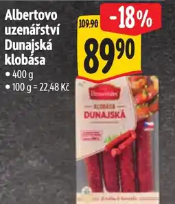 Albert Albertovo uzenářství Dunajská klobása nabídka
