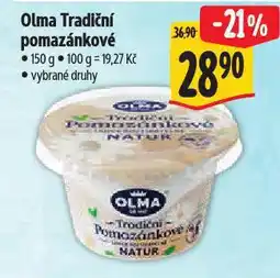 Albert Olma tradiční pomazánkové nabídka
