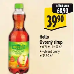 Albert HELLO Ovocný sirup nabídka