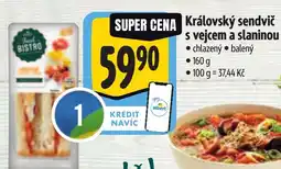 Albert Královský sendvič s vejcem a slaninou nabídka