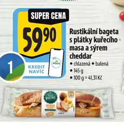 Albert Rustikální bageta s plátky kuřecího masa a sýrem cheddar nabídka