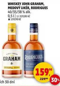 Penny Market WHISKEY JOHN GRAHAM, MEDOVÝ LIKÉR, RODRIGUES 40/35/38% alk., 0,5 l nabídka