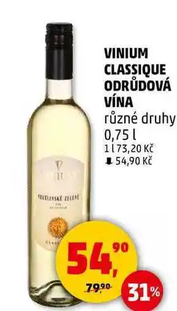 Penny Market VINIUM CLASSIQUE ODRŮDOVÁ VÍNA různé druhy, 0,75 l nabídka