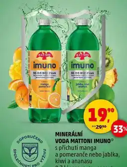 Penny Market MINERÁLNÍ VODA MATTONI IMUNO s příchutí manga a pomeranče nebo jablka, kiwi a ananasu, 0,7 l nabídka
