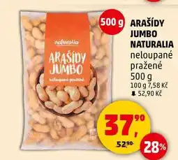 Penny Market ARAŠÍDY JUMBO NATURALIA neloupané pražené, 500 g nabídka