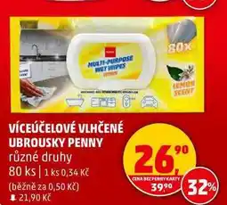 Penny Market VÍCEÚČELOVÉ VLHČENÉ UBROUSKY PENNY různé druhy, 80 ks nabídka