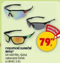 Penny Market CYKLISTICKÉ SLUNEČNÍ BRÝLE UV 400 filtr, různá zabarvení čoček a rámů, 1 ks nabídka