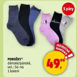 Penny Market PONOŽKY dámské/pánské, vel.: 36-46, 1 balení nabídka