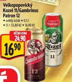 Albert Velkopopovický Kozel 11/Gambrinus Patron 12 nabídka