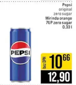 Jip Pepsi original zero sugar Mirinda orange 7Up zero sugar nabídka