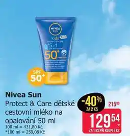 Teta Nivea Sun Protect & Care dětské cestovní mléko na opalování 50 ml nabídka