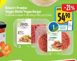Albert Nature's Promise Veggie Mleté/Vegan Burger 200-250 g nabídka