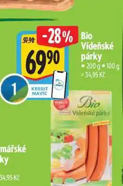 Albert Bio Vídeňské párky 200 g nabídka