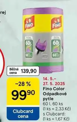 Tesco Fino Color Odpadkové pytle 60 l, 60 ks nabídka