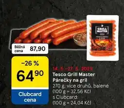 Tesco Tesco Grill Master Párečky na gril, 270 g. více druhů, balené nabídka