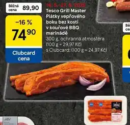 Tesco Tesco Grill Master Plátky vepřového boku bez kosti v kouřové BBQ marinádě, 300 g nabídka