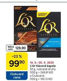 Tesco L'Or Kávové kapsle, 52 g, vybrané druhy nabídka