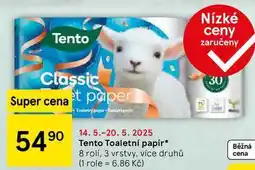 Tesco Tento Toaletní papír, 8 rolí. 3 vrstvy, více druhů nabídka