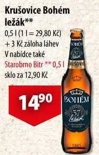 CBA Krušovice Bohém ležák, 0,5 l nabídka