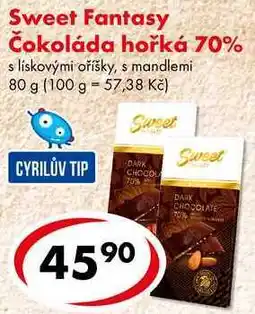 CBA Sweet Fantasy Čokoláda hořká 70%, 80 g nabídka