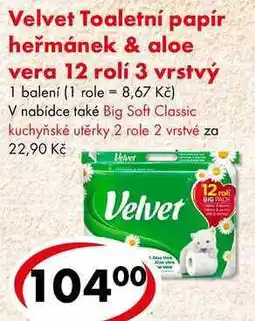 CBA Velvet Toaletní papír heřmánek & aloe vera, 12 rolí nabídka