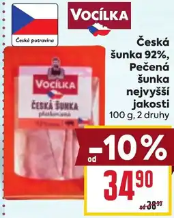 Billa Česká šunka 92%, Pečená šunka nejvyšší jakosti nabídka