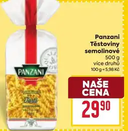 Billa Panzani Těstoviny semolinové nabídka