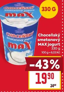 Billa Choceňský Smetanový MAX jogurt nabídka