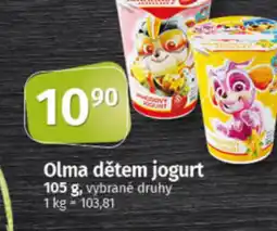 COOP TIP Olma dětem jogurt nabídka