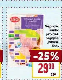 Billa Vepřová šunka pro děti nejvyšší jakosti 100g nabídka