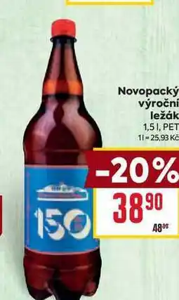 Billa Novopacký výroční ležák 1,51, PET nabídka