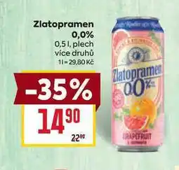 Billa Zlatopramen 0,0% 0,51, plech nabídka