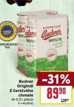 Billa Budvar Originál Z čerstvého chmele 4x 0,51, plech nabídka