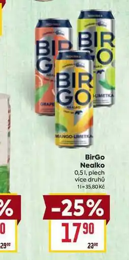 Billa BirGo Nealko 0,51, plech nabídka