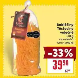 Billa Babiččiny Těstoviny vaječné 330 g nabídka