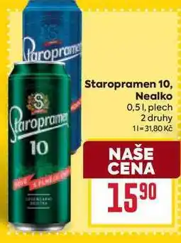 Billa Staropramen Nealko 0,51, plech nabídka