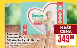 Billa Pampers Premium Care Dětské plenky a kalhotky 38-72 ks nabídka