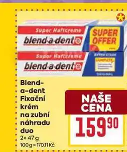 Billa Blend-a-dent Fixační krém na zubní náhradu duo 2x 47 g nabídka
