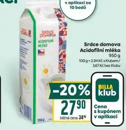 Billa Srdce domova Acidofilní mléko 950 g nabídka