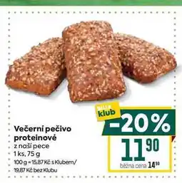 Billa Večerní pečivo proteinové z naší pece 1 ks, 75 g nabídka