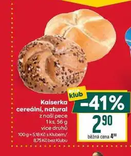 Billa Kaiserka cereální, natural z naší pece 1ks, 56 g nabídka