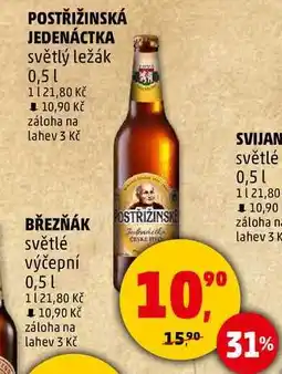 Penny Market POSTŘIŽINSKÁ JEDENÁCTKA světlý ležák, 0,5 l nabídka